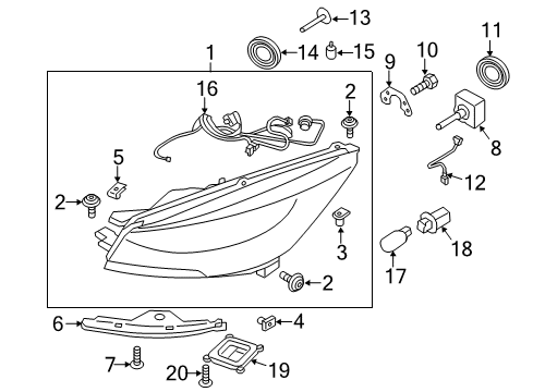 2014 Ford Escape Headlamps Composite Assembly Diagram for CJ5Z-13008-A