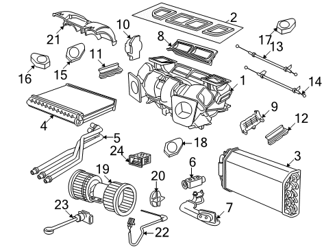 1997 BMW 528i Heater Core & Control Valve Cover Blower Diagram for 64118385555
