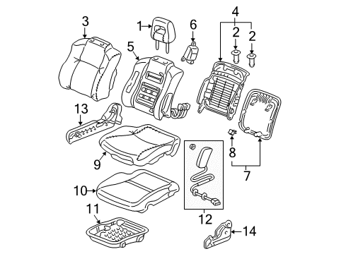 2007 Honda Pilot Front Seat Components Cover, FR. Seat-Back *NH361L* (CF GRAY) Diagram for 81127-S9V-A01ZB