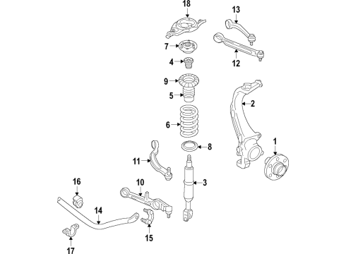 2016 Hyundai Genesis Front Suspension Components, Lower Control Arm, Upper Control Arm, Stabilizer Bar Spring-Front Diagram for 54650-B1610