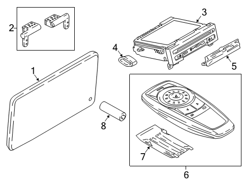 2017 BMW 530i Entertainment System Components Rear Compartment Monitor Diagram for 65506815911