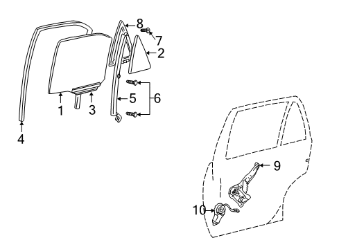 2004 Toyota Camry Front Door Run Channel Diagram for 68142-AA020