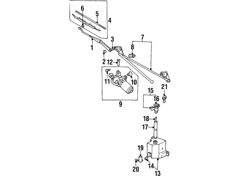 1998 Hyundai Sonata Wiper & Washer Components Windshield Washer Reservoir Assembly Diagram for 98620-34500