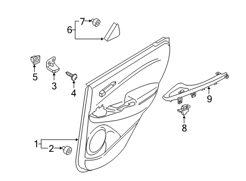 2020 Hyundai Kona Interior Trim - Rear Door Cover Assembly-Rear Door Delta Inner, LH Diagram for 83910-J9000-TRY