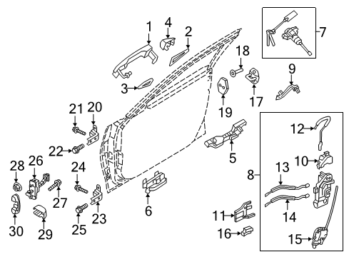 2020 Genesis G80 Front Door Cover-Door Striker Diagram for 81353-B1000-4X