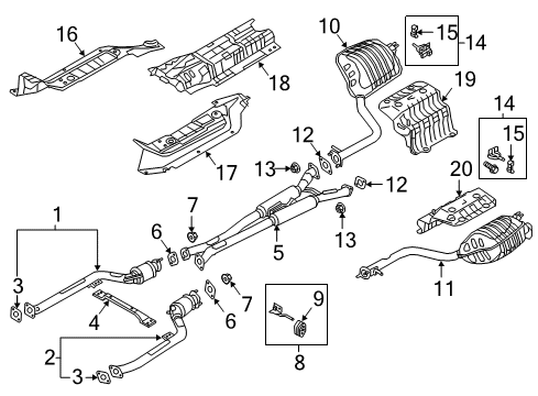 2018 Genesis G90 Exhaust Components Bracket Assembly-Muffler Support Diagram for 28670-B1300