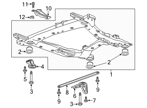 2022 Cadillac XT5 Suspension Mounting - Front Suspension Crossmember Diagram for 85120521