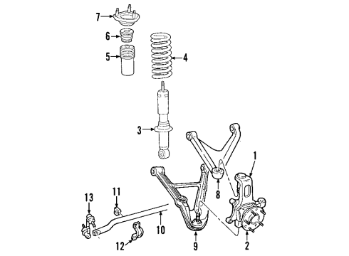 2008 Saturn Sky Front Suspension Components, Lower Control Arm, Upper Control Arm, Stabilizer Bar Front Lower Control Arm Assembly Diagram for 15224867