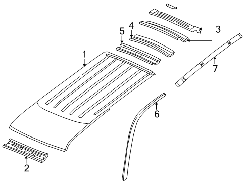 2001 Dodge Durango Roof & Components Seal-Body Side Diagram for 55256392AD