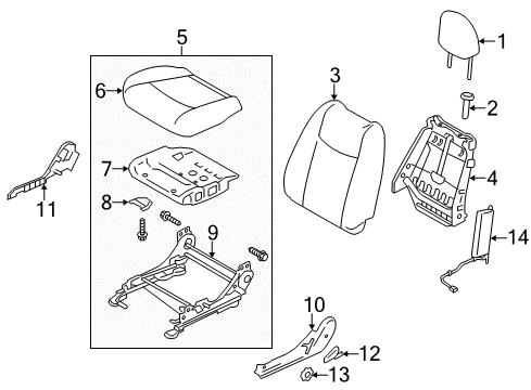 2011 Nissan Leaf Driver Seat Components Trim & Pad Assembly-Front Seat Cushion Diagram for 87370-3NA0A