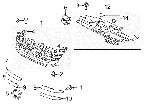 2014 Honda Odyssey Grille & Components Screw, Tapping (5X16) (Po) Diagram for 93913-154J0