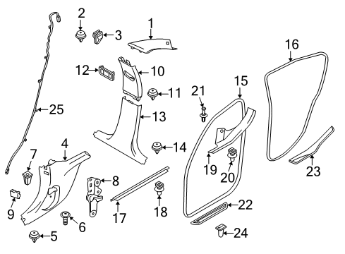 2015 BMW 328i xDrive Interior Trim - Pillars, Rocker & Floor Cover, B-Column Upper Left Diagram for 51437288215