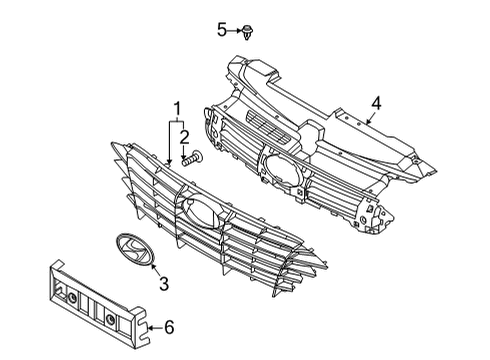 2022 Hyundai Sonata Grille & Components Front Bumper License Plate Moulding Diagram for 86519-L0100