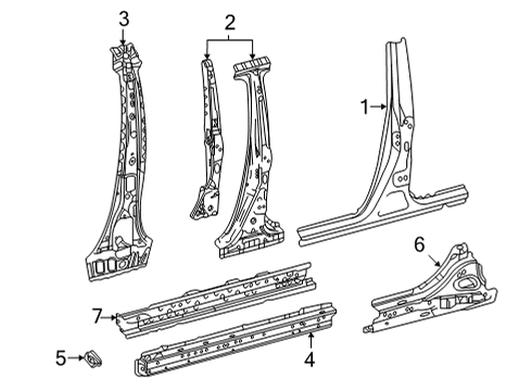 2016 Toyota Mirai Center Pillar & Rocker Center Pillar Reinforcement Diagram for 61037-62010