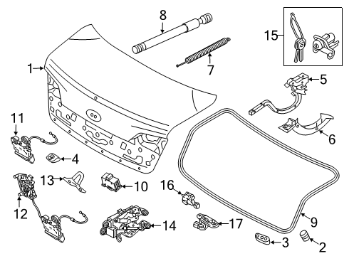 2020 Kia Cadenza Trunk Lid & Components Trunk Lid Latch Assembly Diagram for 81230G8000