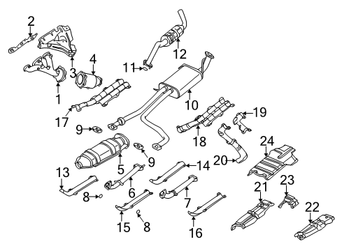 2002 Nissan Pathfinder Exhaust Components INSULATOR Assembly-Center Tube, Upper Diagram for 20535-5W00A