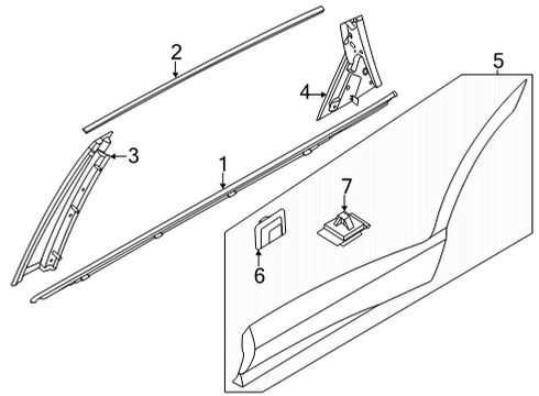 2022 Genesis GV80 Exterior Trim - Rear Door Clip-Side Sill Moulding Mounting Diagram for 87767-J9000