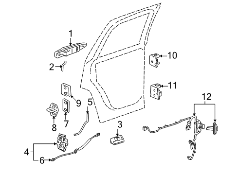 2013 Cadillac Escalade Rear Door - Lock & Hardware Lock Assembly Diagram for 22862032