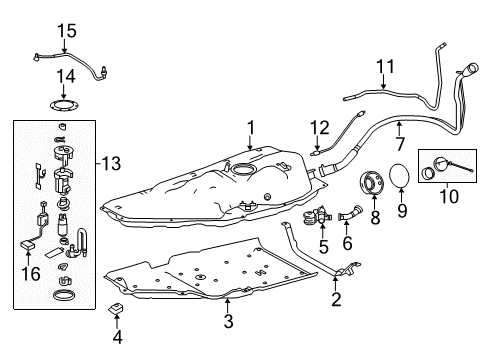 2018 Toyota Highlander Fuel System Components Fuel Tank Strap Diagram for 77601-0E040