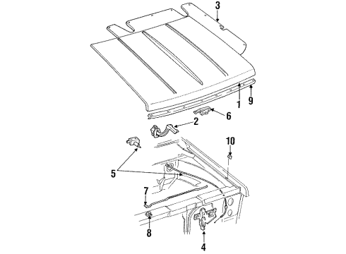 1992 Ford Explorer Hood & Components Lock Diagram for F3TZ-16700-A