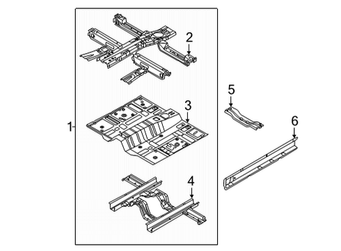 2022 Hyundai Santa Cruz Floor & Rails PANEL ASSY-FLOOR, CTR Diagram for 65100-K5000