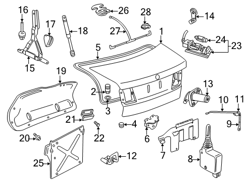 2007 Saab 9-5 Lift Gate Lock Diagram for 13188852