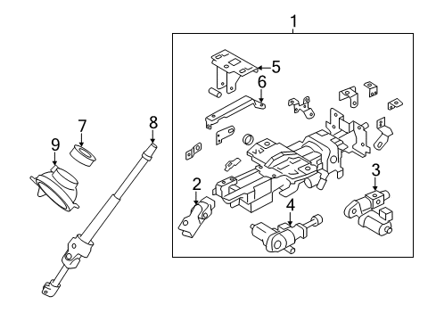 2014 Nissan Murano Steering Column & Wheel, Steering Gear & Linkage Clamp-Steering Column, Lower Diagram for 48960-1AA6A