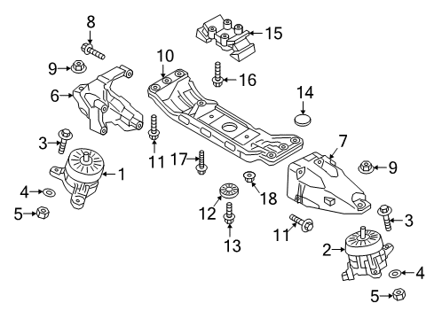 2017 Genesis G90 Engine & Trans Mounting Engine Mounting Support Bracket Diagram for 21826B1620