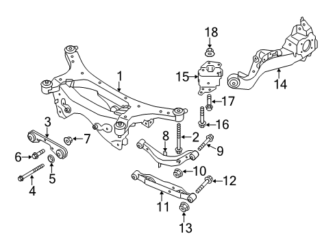 2013 Nissan Juke Rear Suspension Components, Lower Control Arm, Upper Control Arm, Stabilizer Bar STOPPER-Differential Mounting Diagram for 55473-JP00A