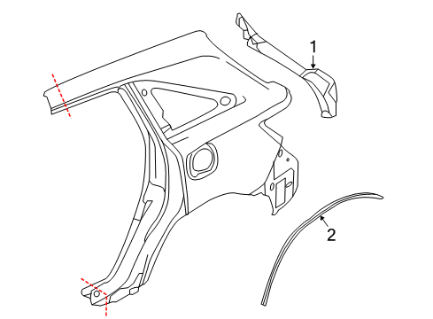 2014 Acura MDX Exterior Trim - Quarter Panel Protector, Right Rear Diagram for 74430-TZ5-A01