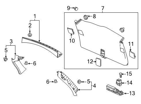 2019 Honda Odyssey Lift Gate Garnish Assy., R. Tailgate Side *NH686L* (LIGHT WARM GRAY) Diagram for 84435-TK8-A01ZA