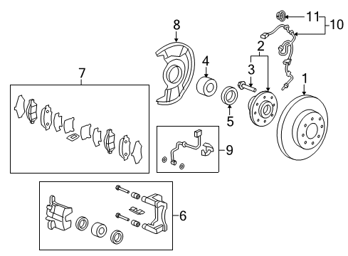 2019 Honda Fit Anti-Lock Brakes Sensor Assembly Front Diagram for 57455-T5R-003