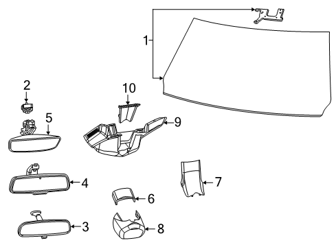 2019 Ram 1500 Windshield Glass Inside Rear View Mirror Diagram for 68312203AB