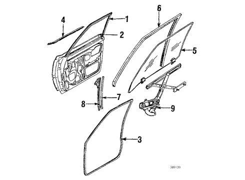 1986 Nissan Sentra Front Door WEATHERSTRIP Door Front LH Diagram for 80831-03A00