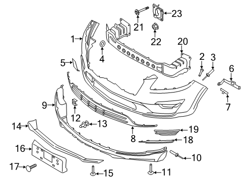 2019 Lincoln MKC Front Bumper Tow Eye Cap Diagram for KJ7Z-17A900-AAPTM