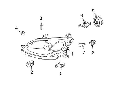 2003 Toyota Echo Bulbs Composite Headlamp Diagram for 81170-52300