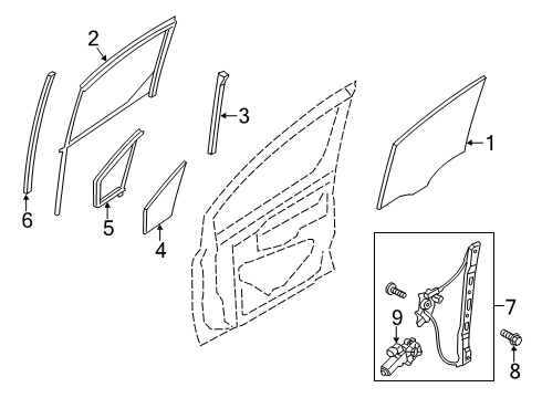 2020 Ford Transit Connect Sliding Door Lower Guide Diagram for DT1Z-99223A06-A