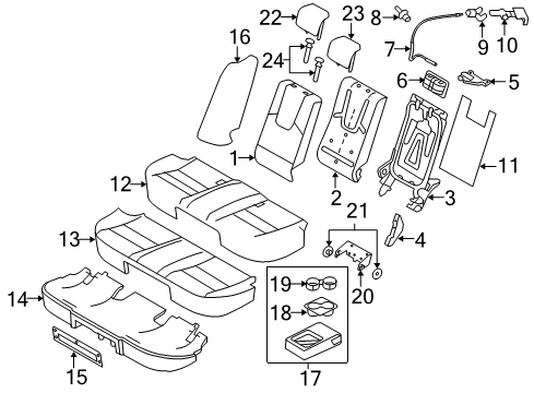 2012 Ford Fusion Rear Seat Components Release Handle Diagram for 6E5Z-54624A94-AA