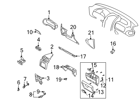2001 Hyundai Santa Fe Cluster & Switches, Instrument Panel Cover Assembly-Glove Box Housing Upper Diagram for 84540-26500-TI