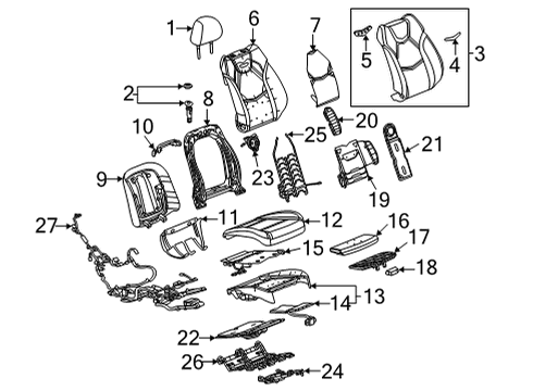 2021 Cadillac CT4 Heated Seats Seat Back Panel Diagram for 84942536