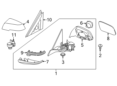 2016 BMW 335i GT xDrive Parking Aid Lower Housing Section, Grained, Left Diagram for 51167284127