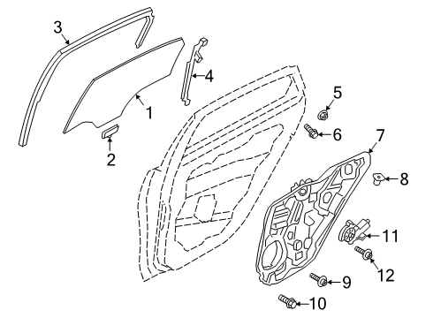 2020 Kia Forte Rear Door GLASS-REAR DOOR WIND Diagram for 83421M7021