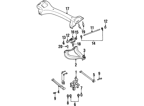 1996 Chrysler Sebring Rear Suspension Components, Lower Control Arm, Upper Control Arm, Stabilizer Bar Link-Lateral Control Diagram for 4626904