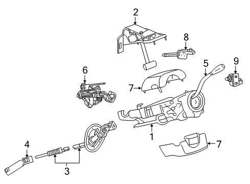 2018 Ram 3500 Steering Column & Wheel, Steering Gear & Linkage, Shroud, Switches & Levers Column-Steering Diagram for 5XW041C1AG