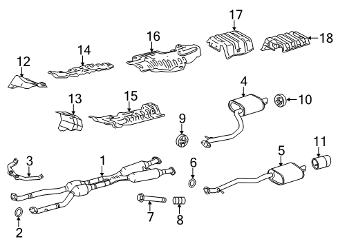 2014 Lexus IS250 Exhaust Components BAFFLE Sub-Assembly, Exhaust Diagram for 17408-31100