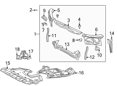 2003 Lexus IS300 Radiator Support Bracket, Front Bumper Arm Mounting, LH Diagram for 53274-53010