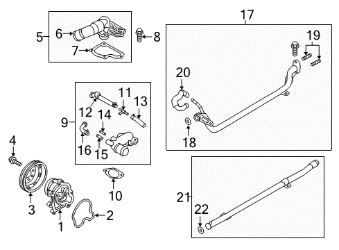 2018 Genesis G90 Water Pump Pipe Assembly-Water Outlet Diagram for 25490-3F500