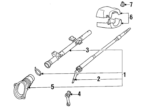 1990 Nissan Axxess Steering Column, Steering Wheel & Trim, Housing & Components, Shaft & Internal Components, Shroud, Switches & Levers Column Assembly-Steering Impact Absorbing Diagram for 48805-30R00