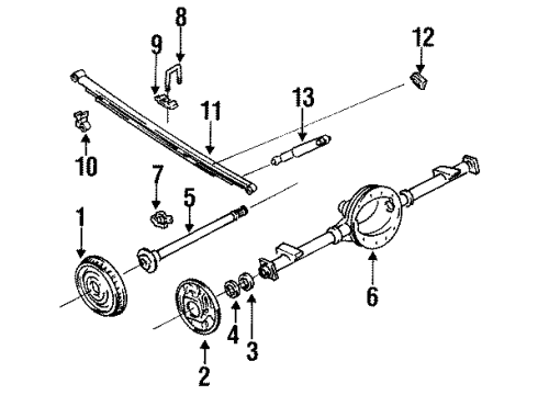 1999 Cadillac Escalade Rear Suspension Components, Stabilizer Bar Plate, Rear Brake Backing Diagram for 18013181