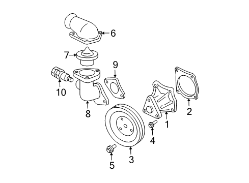 2002 GMC Sonoma Cooling System, Radiator, Water Pump, Cooling Fan Pulley Bolt Diagram for 24576757